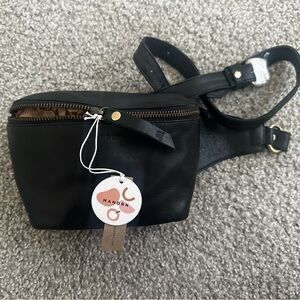 Mandrn Remy Black Leather Belt Bag